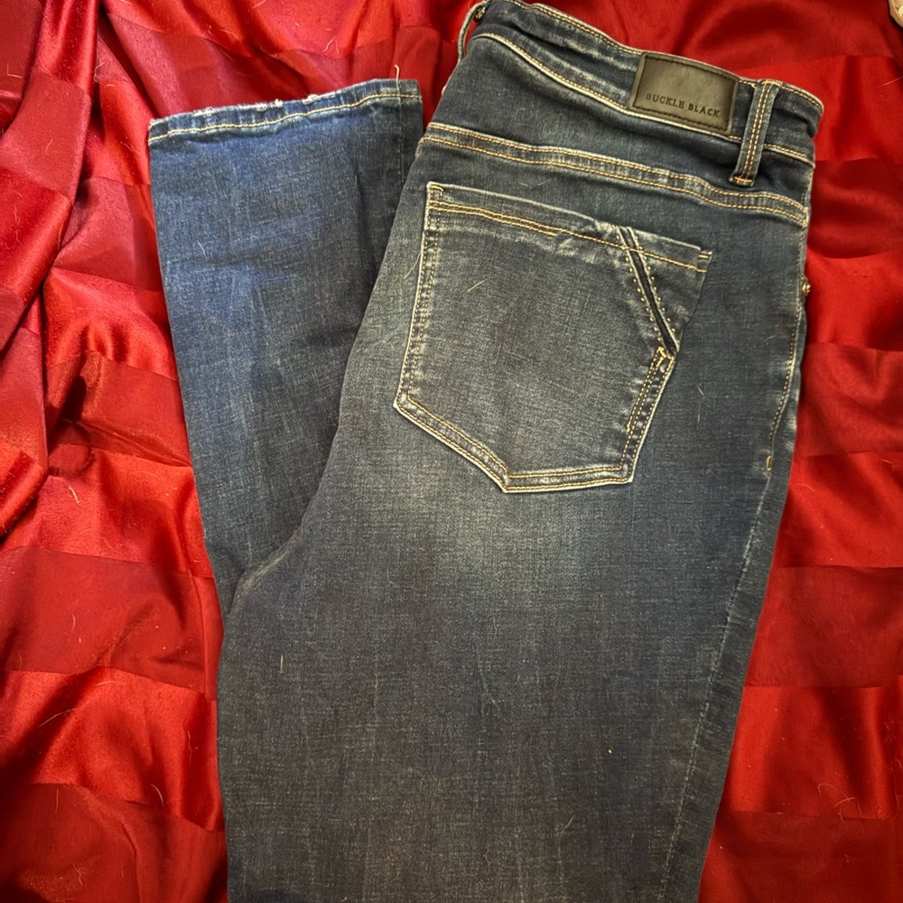 Buckle Dark Blue Straight Leg Jeans